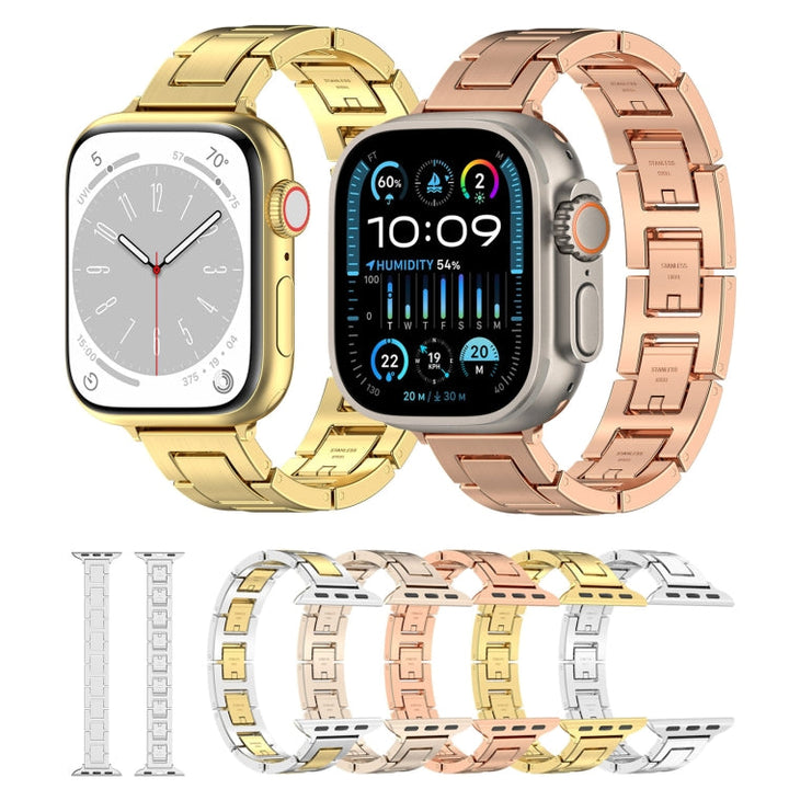 Lisslune | For Apple Watch Series 3 38mm H Slim Stainless Steel Band (Rose Gold)