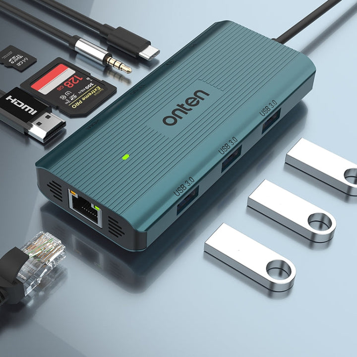 Lisslune | Onten UC961 9 in 1 USB-C / Type-C Multi-Function HUB Docking Station (Green)