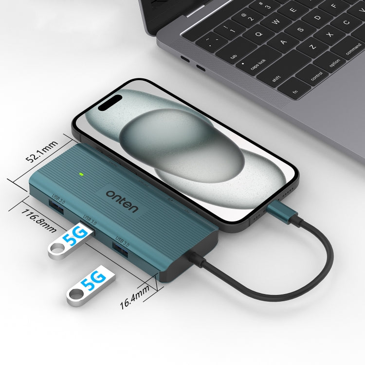 Lisslune | Onten UC961 9 in 1 USB-C / Type-C Multi-Function HUB Docking Station (Green)