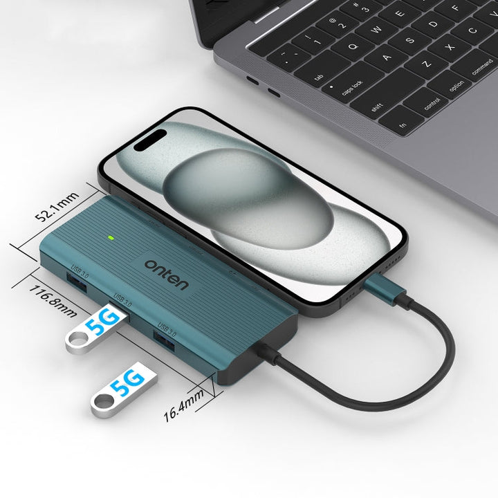 Lisslune | Onten UC961 9 in 1 USB-C / Type-C Multi-Function HUB Docking Station (Green)