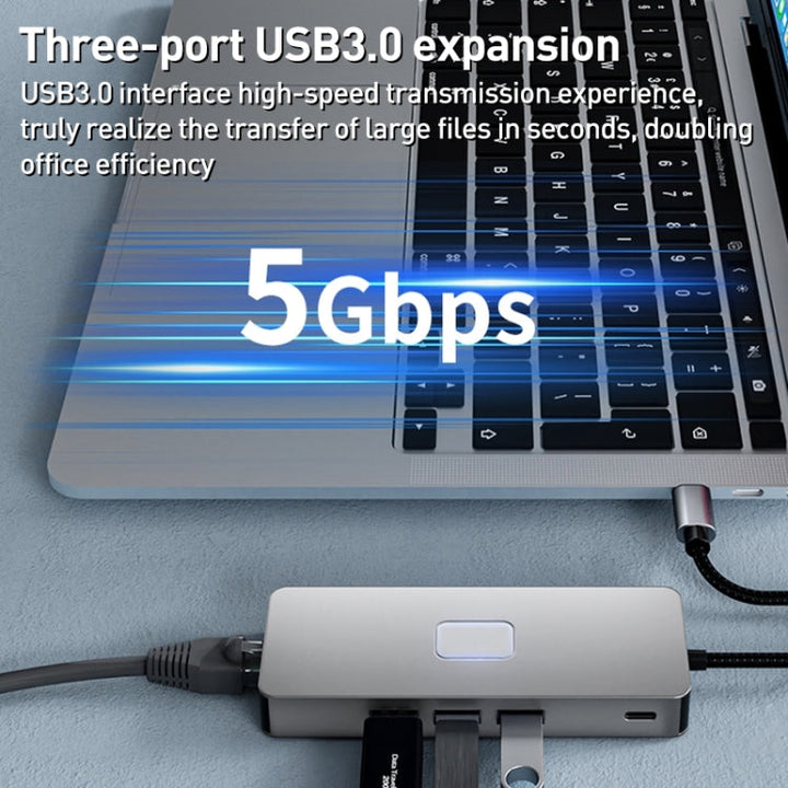 Lisslune | BYL-2401 8 in 1 Type-C to PD100W + USB3.0 + HDMI + DP + RJ45 HUB Docking Station (Space Grey)