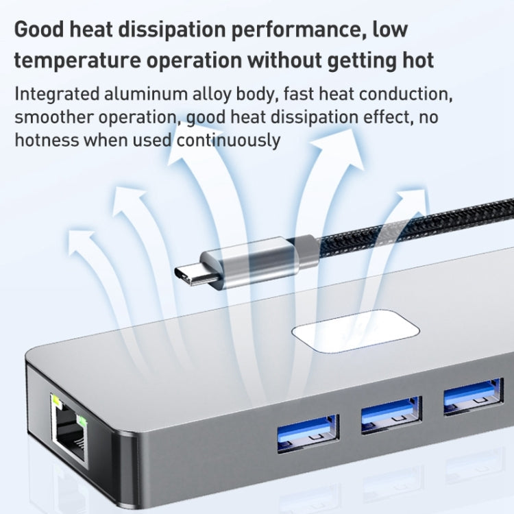 Lisslune | BYL-2401 8 in 1 Type-C to PD100W + USB3.0 + HDMI + DP + RJ45 HUB Docking Station (Space Grey)