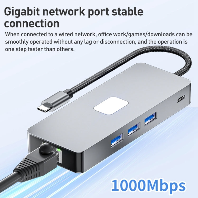 Lisslune | BYL-2401 8 in 1 Type-C to PD100W + USB3.0 + HDMI + DP + RJ45 HUB Docking Station (Space Grey)