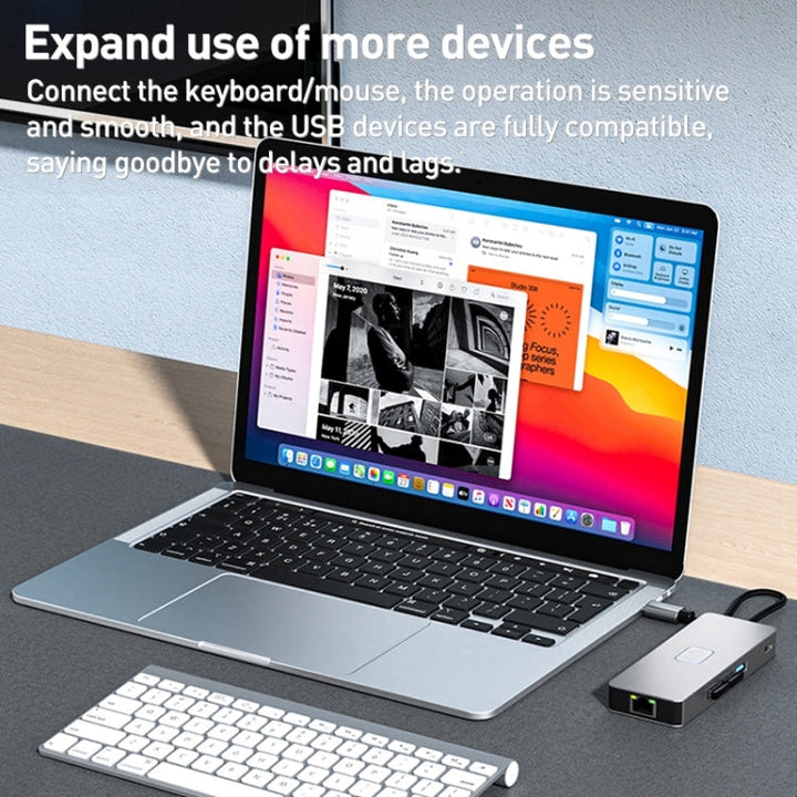 Lisslune | BYL-2401 8 in 1 Type-C to PD100W + USB3.0 + HDMI + DP + RJ45 HUB Docking Station (Space Grey)