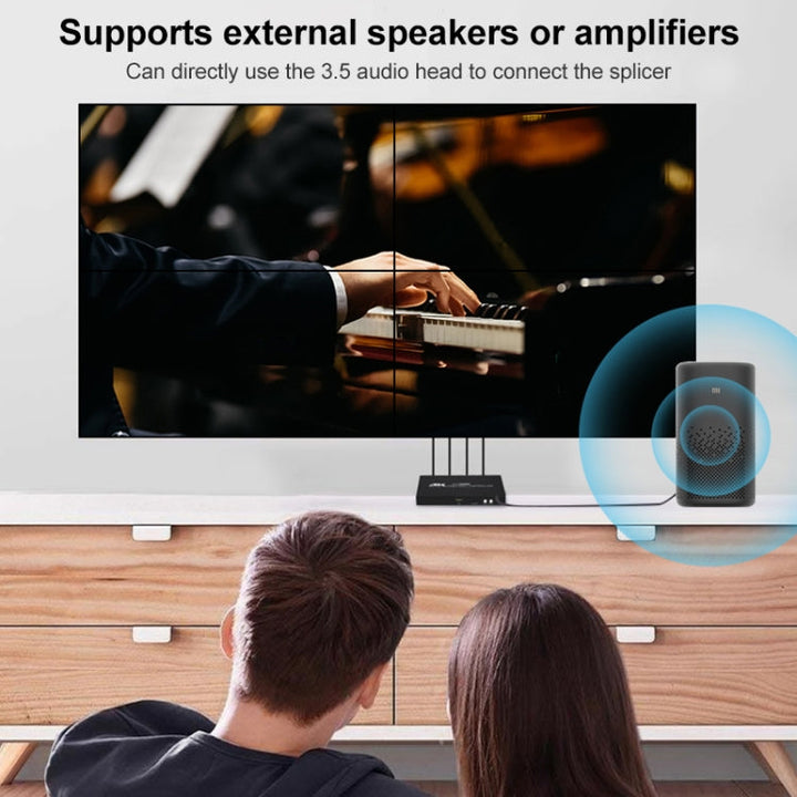 Lisslune | XP03 4K 2x2 HDMI Video Wall Controller Multi-screen Splicing Processor, Style: Playback Version (UK Plug)