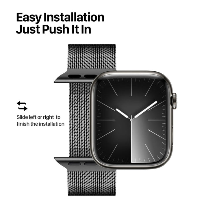 Lisslune | For Apple Watch SE 2023 44mm DUX DUCIS Milanese Pro Series Stainless Steel Band (Black)