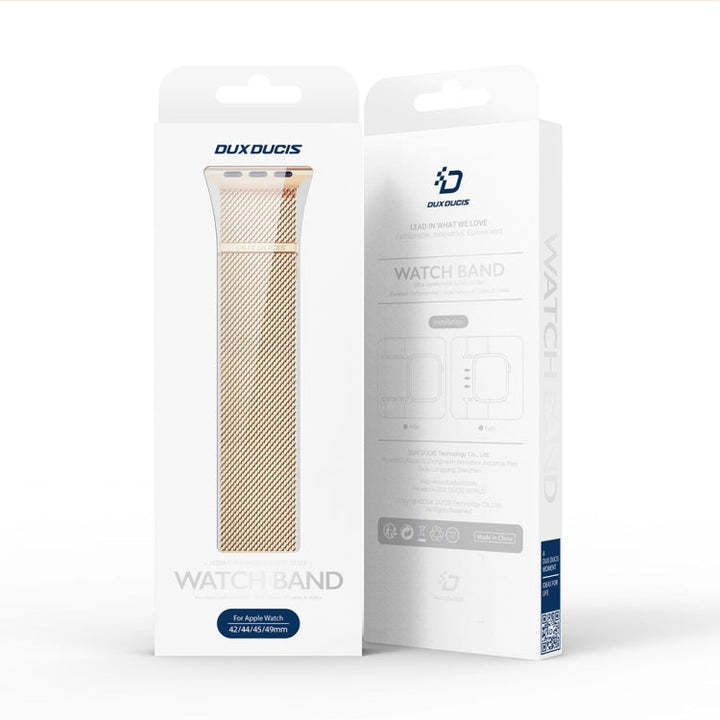 Lisslune | For Apple Watch Series 9 45mm DUX DUCIS Milanese Pro Series Stainless Steel Watch Strap (Gold)
