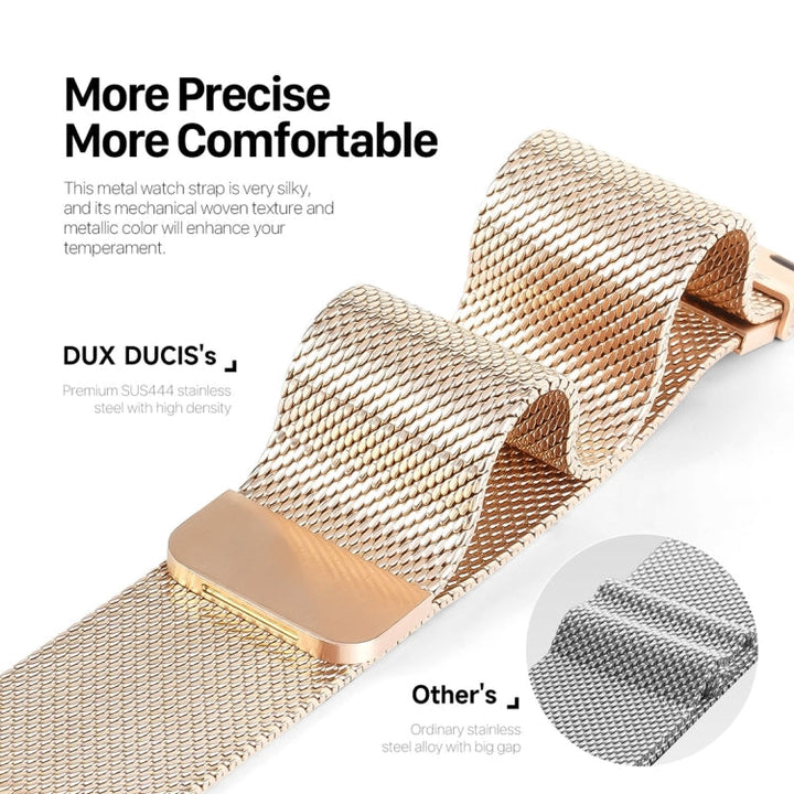 Lisslune | For Apple Watch SE 2022 44mm DUX DUCIS Milanese Pro Series Stainless Steel Band (Gold)