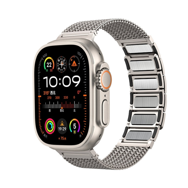 Lisslune | For Apple Watch SE 2023 44mm Magnetic Closure Braided Chain Stainless Steel Bracelet (Frosted Gold)