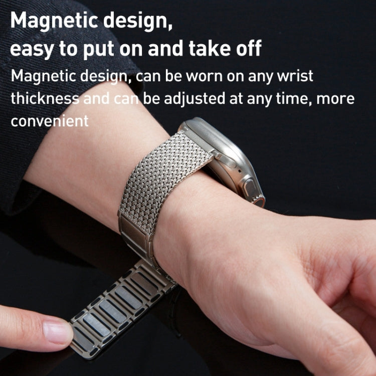 Lisslune | For Apple Watch Ultra 49mm Magnetic Closure Braided Chain Stainless Steel Bracelet (Gold)