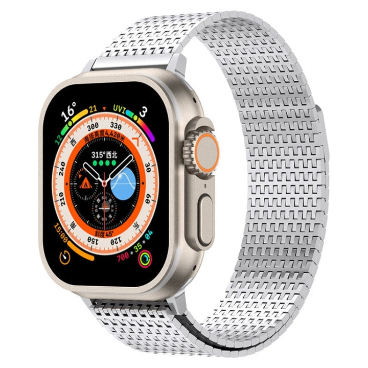 Lisslune | For Apple Watch Ultra 49mm Milanese Loop Magnetic Closure Stainless Steel Bracelet (Silver)