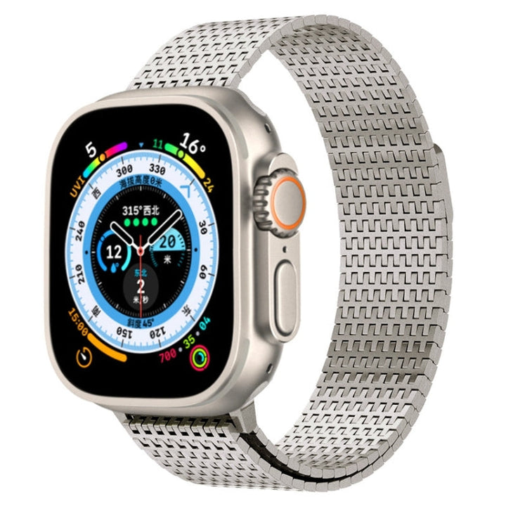 Lisslune | For Apple Watch Ultra 49mm Milanese Loop Magnetic Closure Stainless Steel Band (Titanium-Gold)