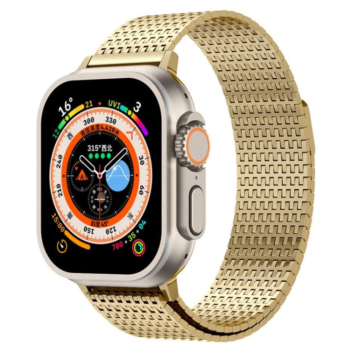 Lisslune | For Apple Watch Ultra 49mm Milanese Loop Magnetic Closure Stainless Steel Band (Gold)