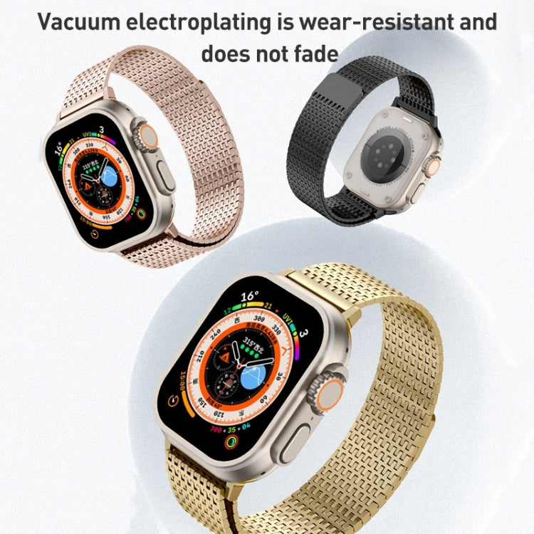 Lisslune | For Apple Watch Ultra 49mm Milanese Loop Magnetic Closure Stainless Steel Band (Gold)