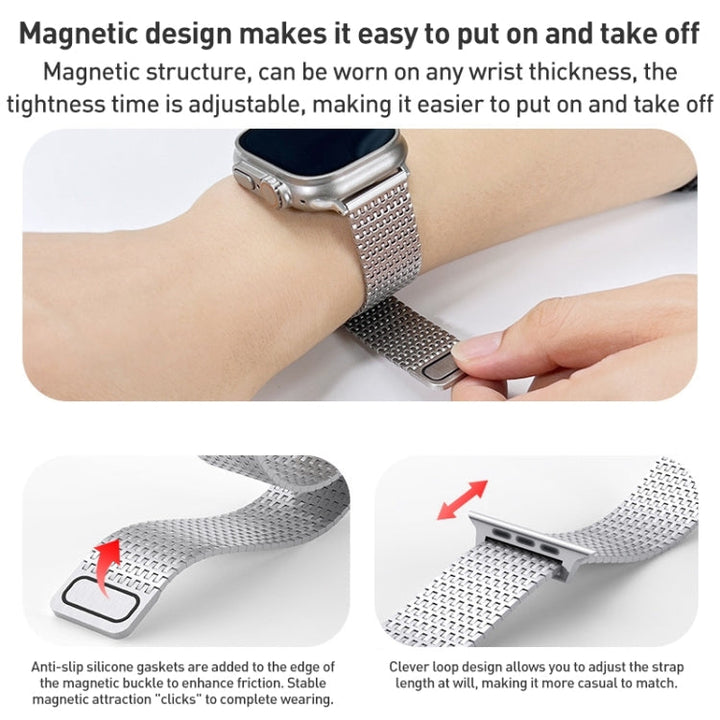 Lisslune | For Apple Watch Ultra 49mm Milanese Loop Magnet Closure Stainless Steel Bracelet (Black)