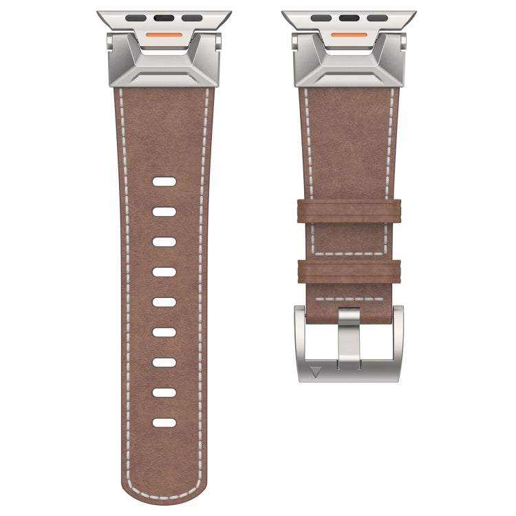 Lisslune | For Apple Watch SE 2023 44mm Mecha Style Leather Band (Coffee Oil Wax)