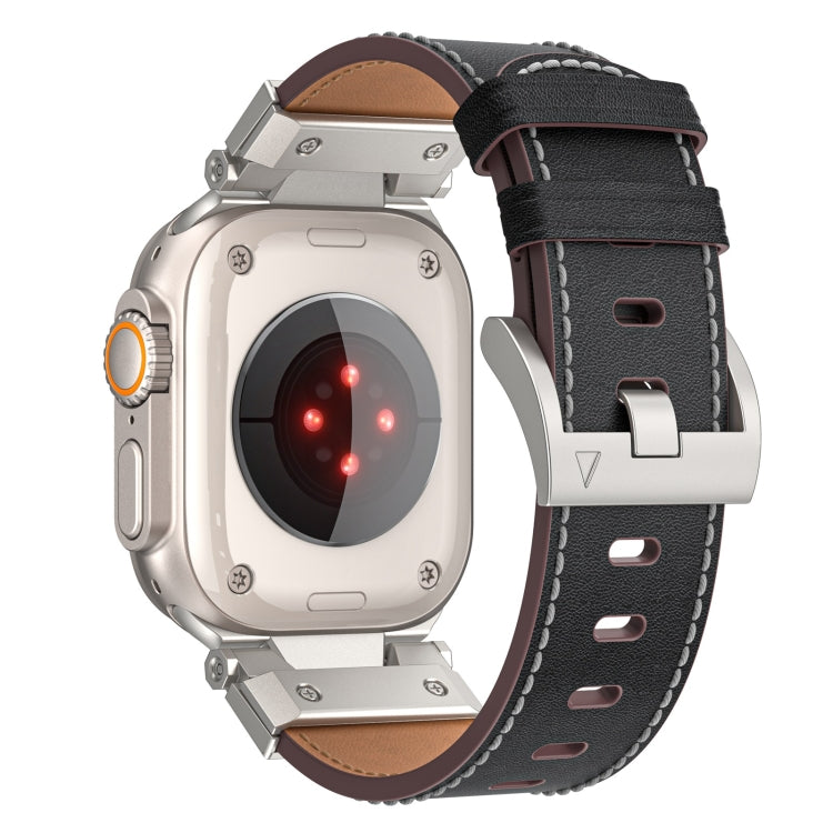 Lisslune | For Apple Watch Ultra 2 49mm Mecha Style Leather Watch Band (Black Napa)