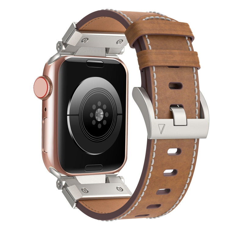 Lisslune | For Apple Watch Series 9 45mm Mecha Style Leather Strap (Dark Brown)