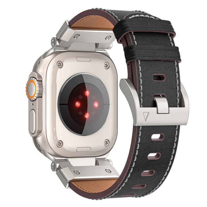 Lisslune | For Apple Watch Ultra 49mm Mecha Style Leather Band (Black Napa)