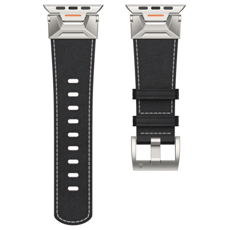 Lisslune | For Apple Watch Ultra 49mm Mecha Style Leather Band (Black Napa)