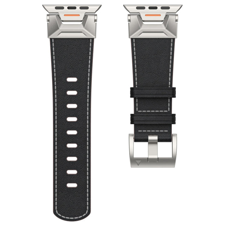 Lisslune | For Apple Watch Ultra 49mm Mecha Style Leather Band (Black Napa)