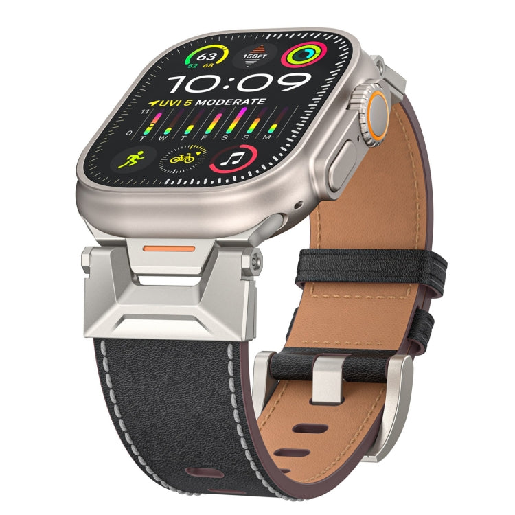 Lisslune | For Apple Watch Ultra 49mm Mecha Style Leather Band (Black Napa)