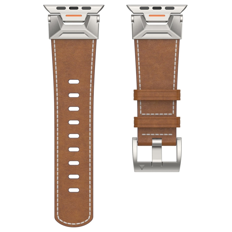 Lisslune | For Apple Watch Ultra 49mm Mecha Style Leather Watch Band (Dark Brown)