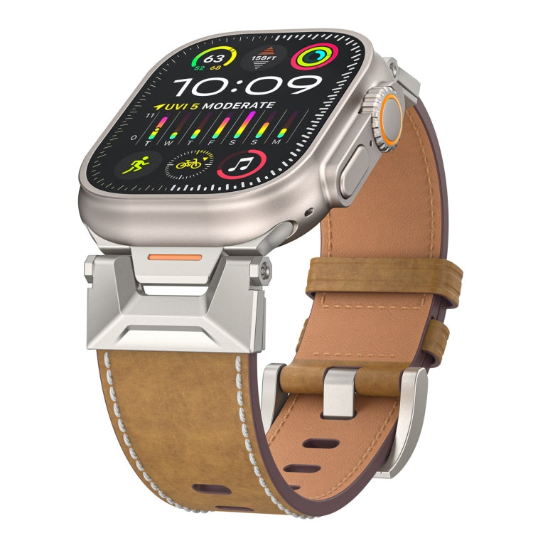Lisslune | For Apple Watch Ultra 49mm Mecha Style Leather Strap (Light Brown)
