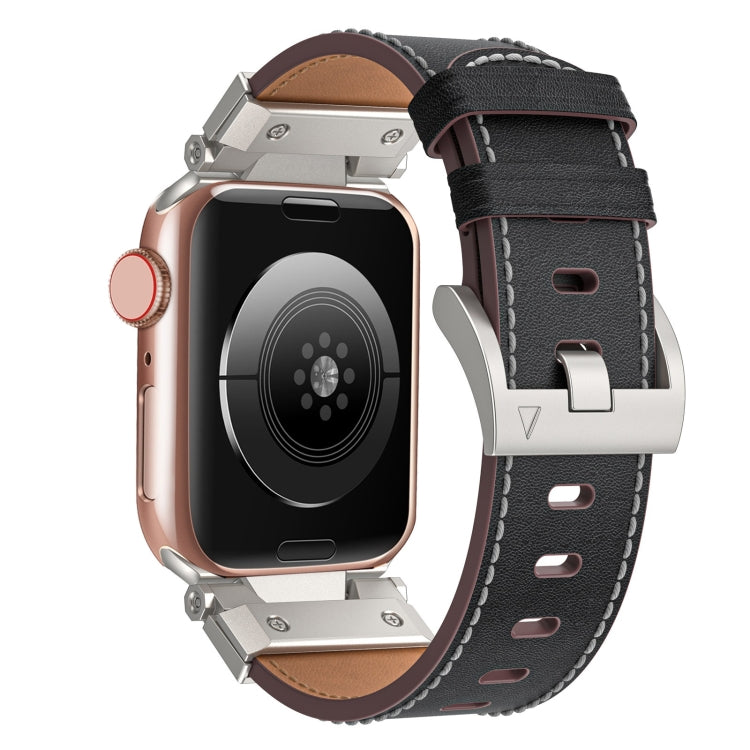 Lisslune | For Apple Watch SE 44mm Mecha Style Leather Band (Black Napa)