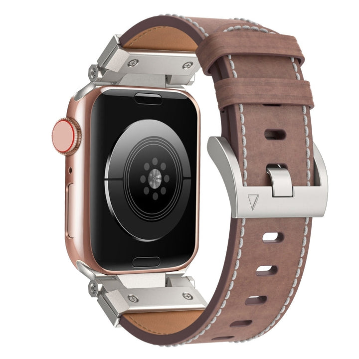 Lisslune | For Apple Watch Series 2 42mm Mecha Style Leather Watch Band (Coffee Oil Wax)