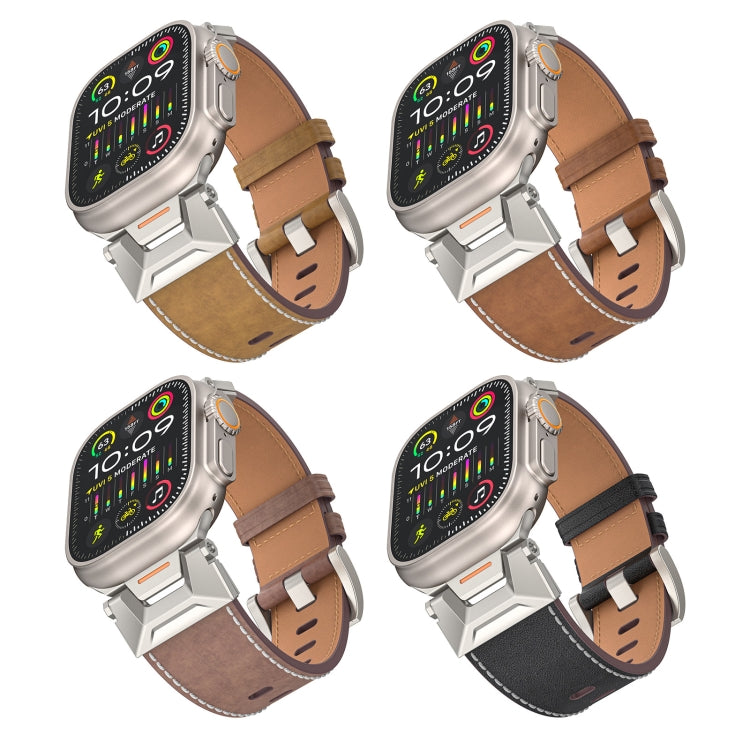 Lisslune | For Apple Watch Ultra 49mm Mecha Style Leather Band (Black Napa)