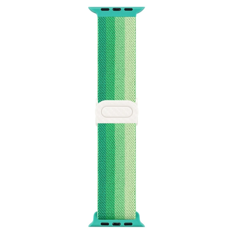 Lisslune | For Apple Watch SE 2023 44mm Carbon Fiber Texture Snap-Buckle Nylon Watch Strap (Gradient Green)