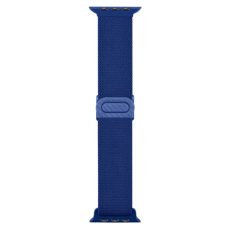 Lisslune | For Apple Watch SE 2023 44mm Carbon Fiber Texture Snap Closure Nylon Watch Band (Blue)