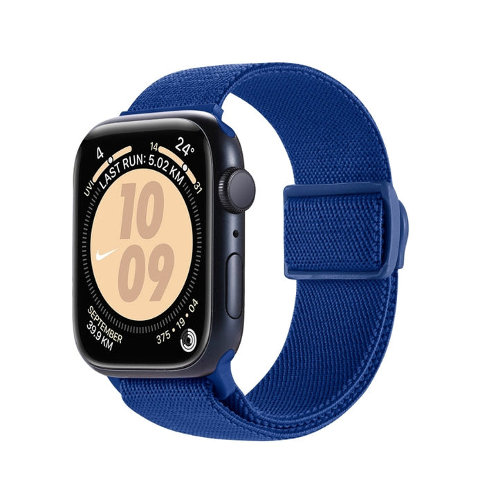 Lisslune | For Apple Watch SE 2023 44mm Carbon Fiber Texture Snap Closure Nylon Watch Band (Blue)