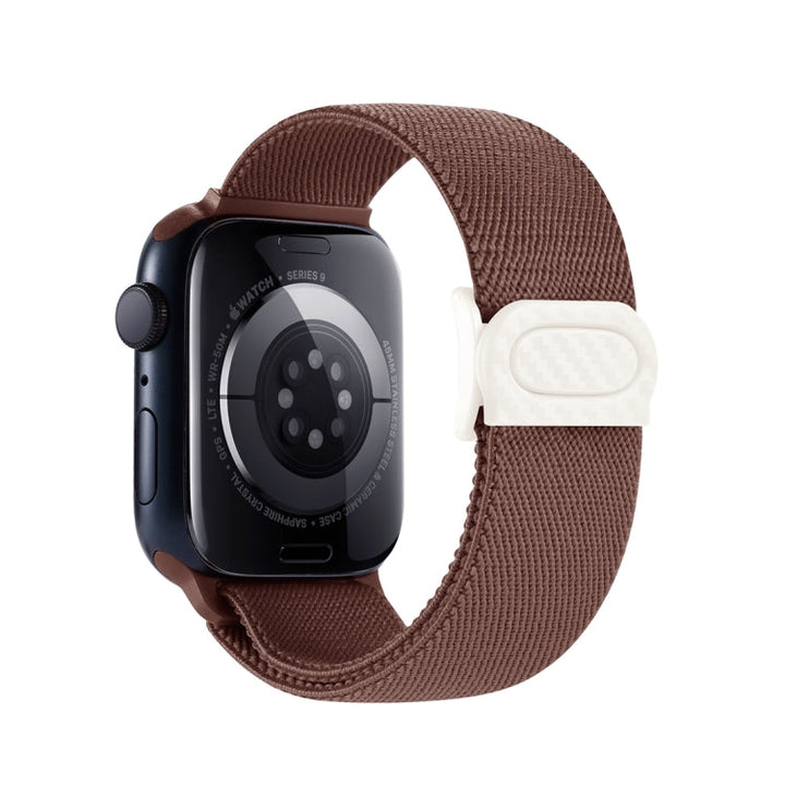 Lisslune | For Apple Watch SE 2023 44mm Carbon Fiber Texture Snap-Buckle Nylon Watch Band (Smoke Purple)