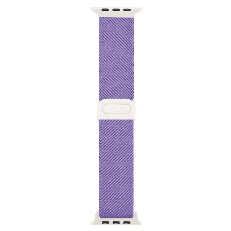 Lisslune | For Apple Watch SE 2023 44mm Carbon Fiber Texture Snap Closure Nylon Watch Band (Purple)