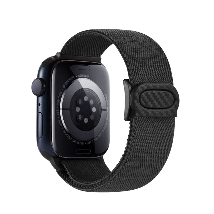 Lisslune | For Apple Watch SE 2023 40mm Carbon Fiber Texture Snap Buckle Nylon Watch Band (Black)