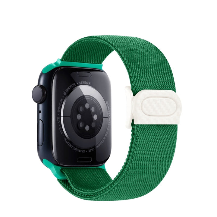 Lisslune | For Apple Watch SE 2023 40mm Carbon fiber texture snap buckle nylon watch strap (Green)