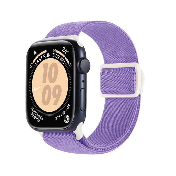 Lisslune | For Apple Watch SE 2023 40 mm Carbon fiber texture Snap closure Nylon watch strap (Purple)