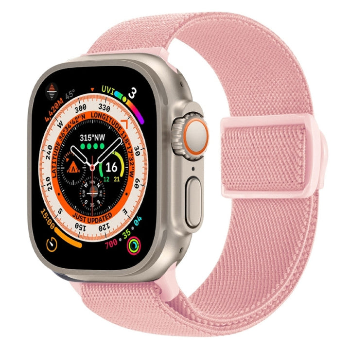 Lisslune | For Apple Watch Ultra 2 49mm Carbon Fiber Structure Snap Buckle Nylon Watch Band (Pink)