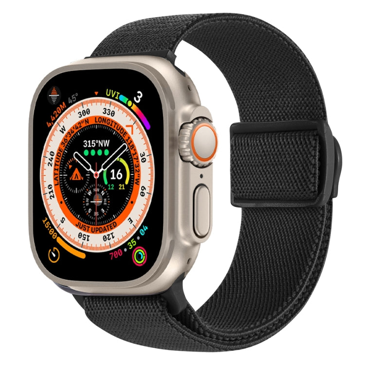 Lisslune | For Apple Watch Ultra 2 49mm Carbon Fiber Texture Snap Closure Nylon Watch Strap (Black)
