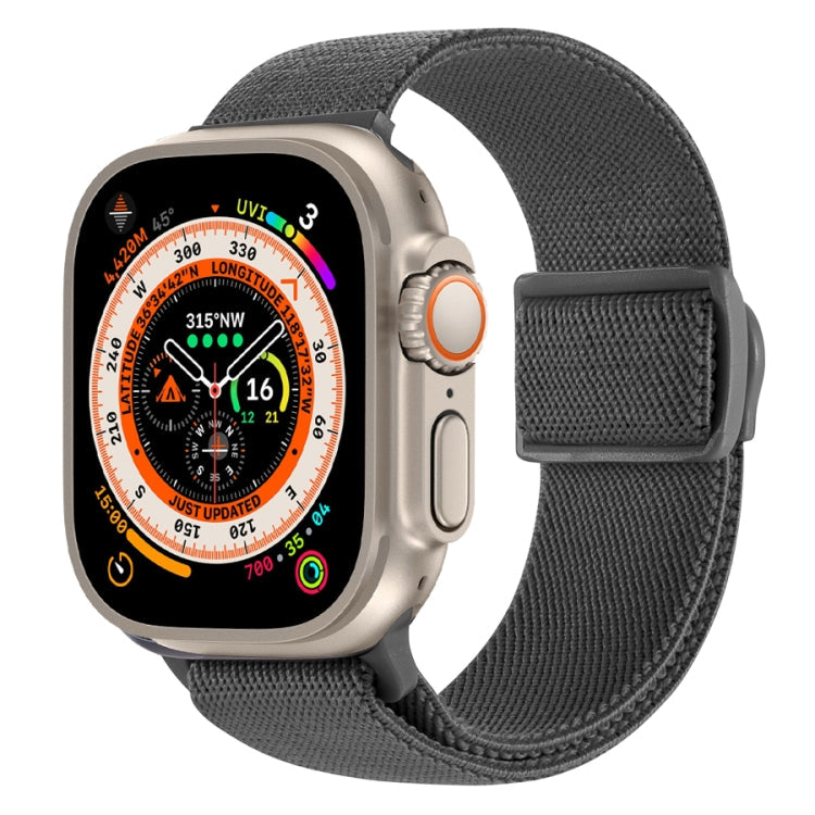 Lisslune | For Apple Watch Ultra 2 49 mm Carbon Fiber Texture Snap-Buckle Nylon Watch Strap (Gray)