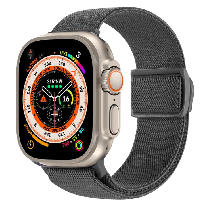 Lisslune | For Apple Watch Ultra 2 49 mm Carbon Fiber Texture Snap-Buckle Nylon Watch Strap (Gray)