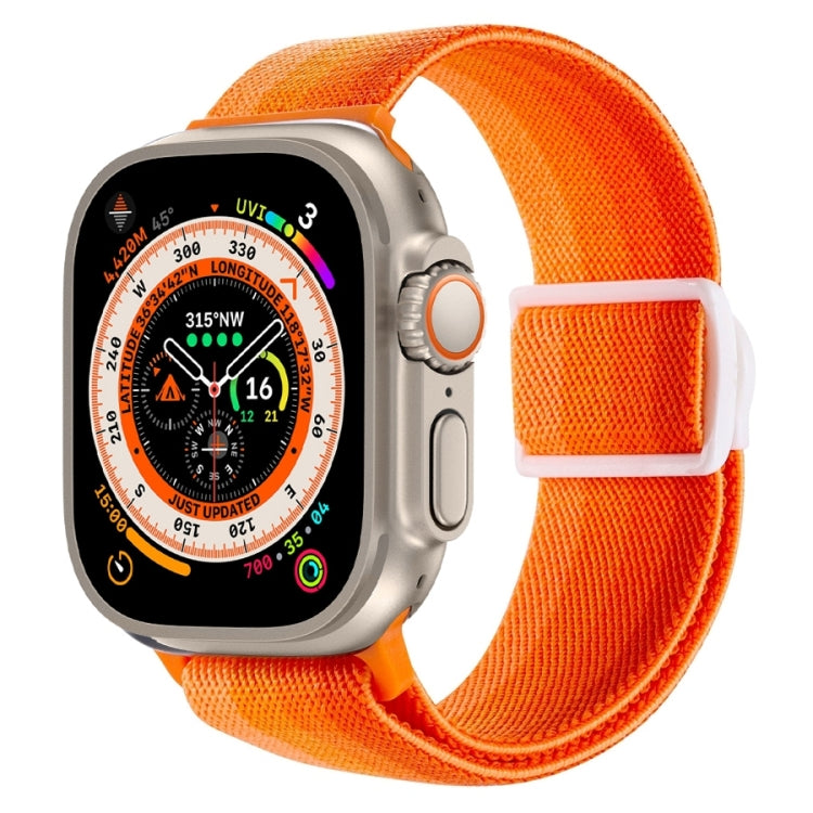 Lisslune | For Apple Watch Ultra 2 49mm Carbon Fiber Texture Snap Buckle Nylon Watch Band (Gradient Orange)