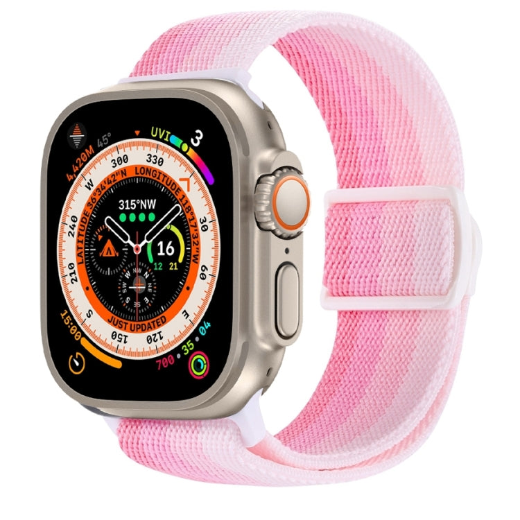 Lisslune | For Apple Watch Ultra 2 49mm Carbon Fiber Structure Snap-Buckle Nylon Strap (Gradient Pink)