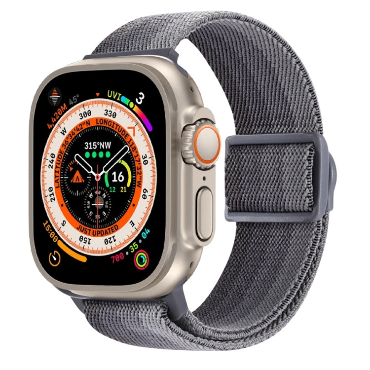 Lisslune | For Apple Watch Ultra 2 49mm Carbon Fiber Texture Snap Buckle Nylon Watch Band (Gradient Gray)