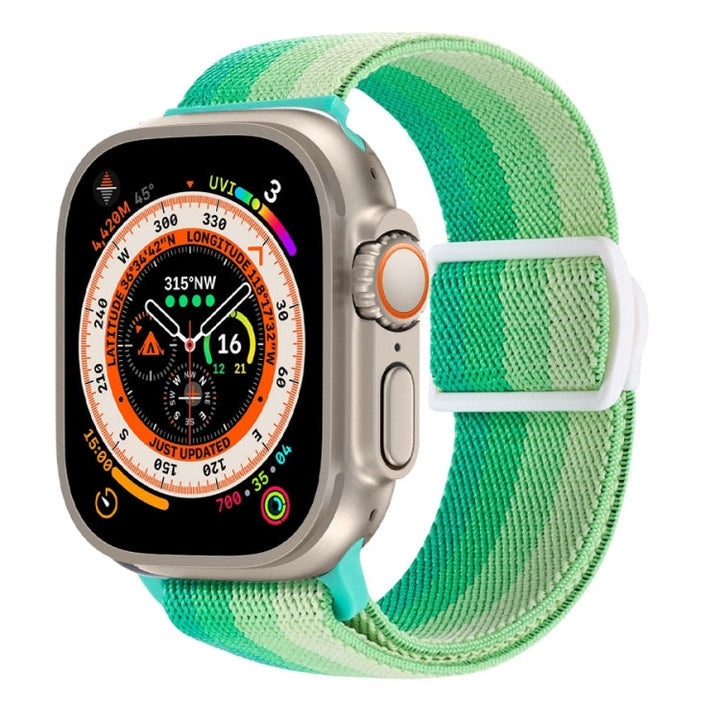 Lisslune | For Apple Watch Ultra 2 49 mm Carbon Fiber Texture Buckle Nylon Watch Band (Gradient Green)
