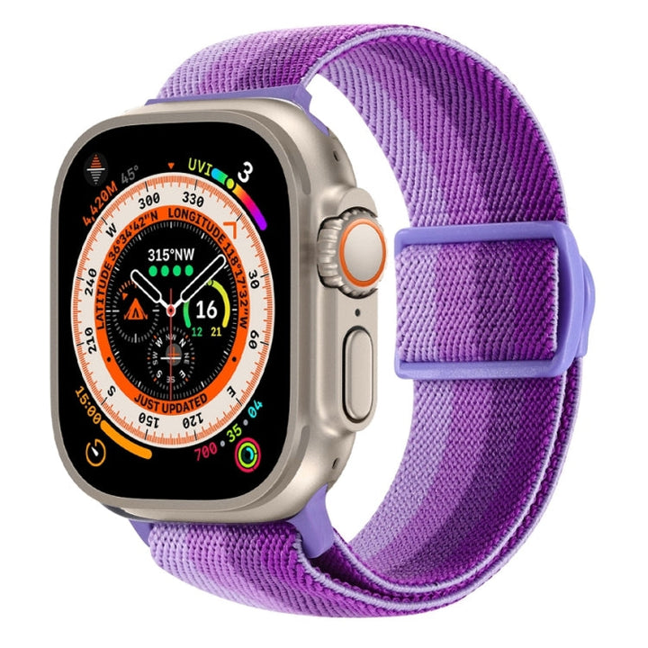 Lisslune | For Apple Watch Ultra 2 49 mm Carbon Fiber Texture Snap-Buckle Nylon Watch Strap (Gradient Purple)