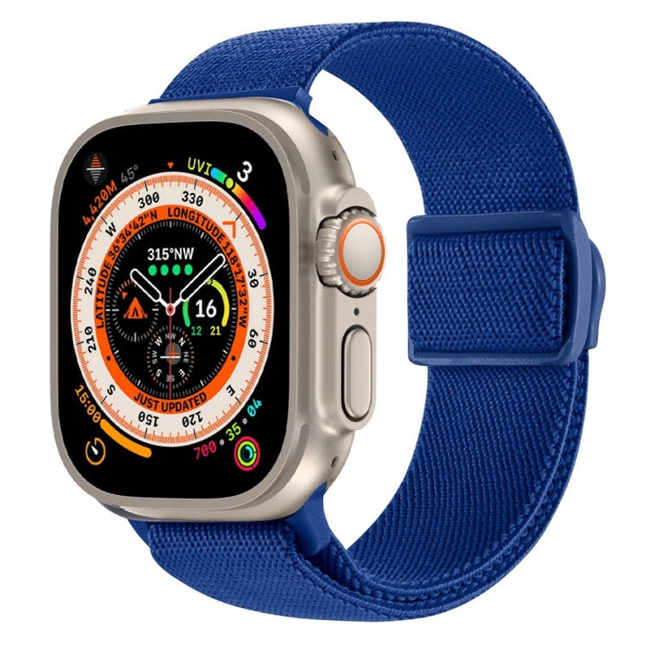 Lisslune | For Apple Watch Ultra 2 49mm Carbon Fiber Texture Snap Buckle Nylon Watch Strap (Blue)