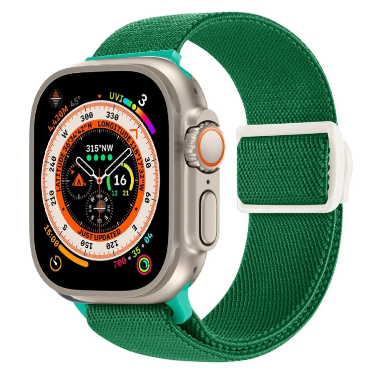 Lisslune | For Apple Watch Ultra 2 49mm Carbon fiber texture snap buckle nylon watch strap (Green)